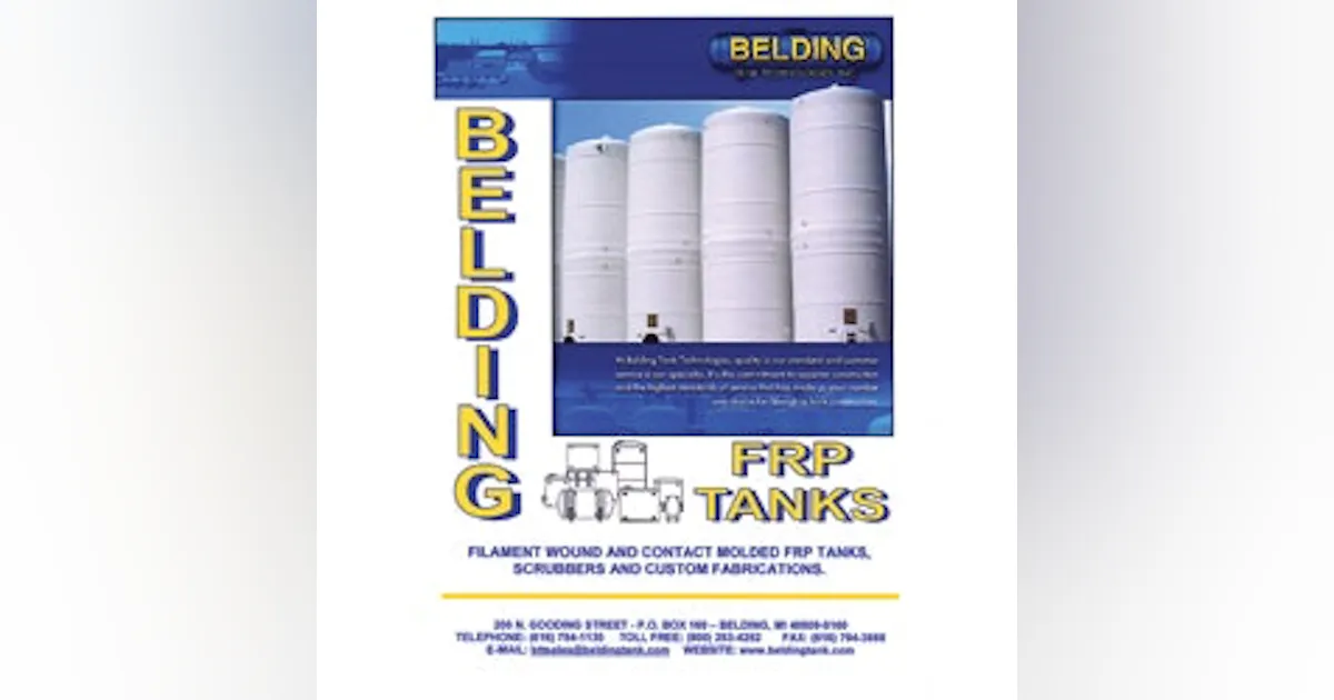Belding Tank Plastic Storage Tanks | Wastewater Digest