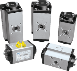 An example of pneumatic actuators for valves.