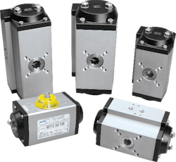 An example of pneumatic actuators for valves. An example of pneumatic actuators for valves.