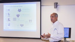 Dr. Majid Khan presents the ongoing work of GLWA during a Michigan Cleaner Lake Eerie through Action and Research (MI CLEAR). Dr. Majid Khan presents the ongoing work of GLWA during a Michigan Cleaner Lake Eerie through Action and Research (MI CLEAR).