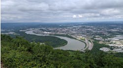 A view from Lookout Mountain of the City of Chattanooga along the Tennessee River.