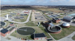 Aerial photo of the Kansas River Wastewater Treatment Plant