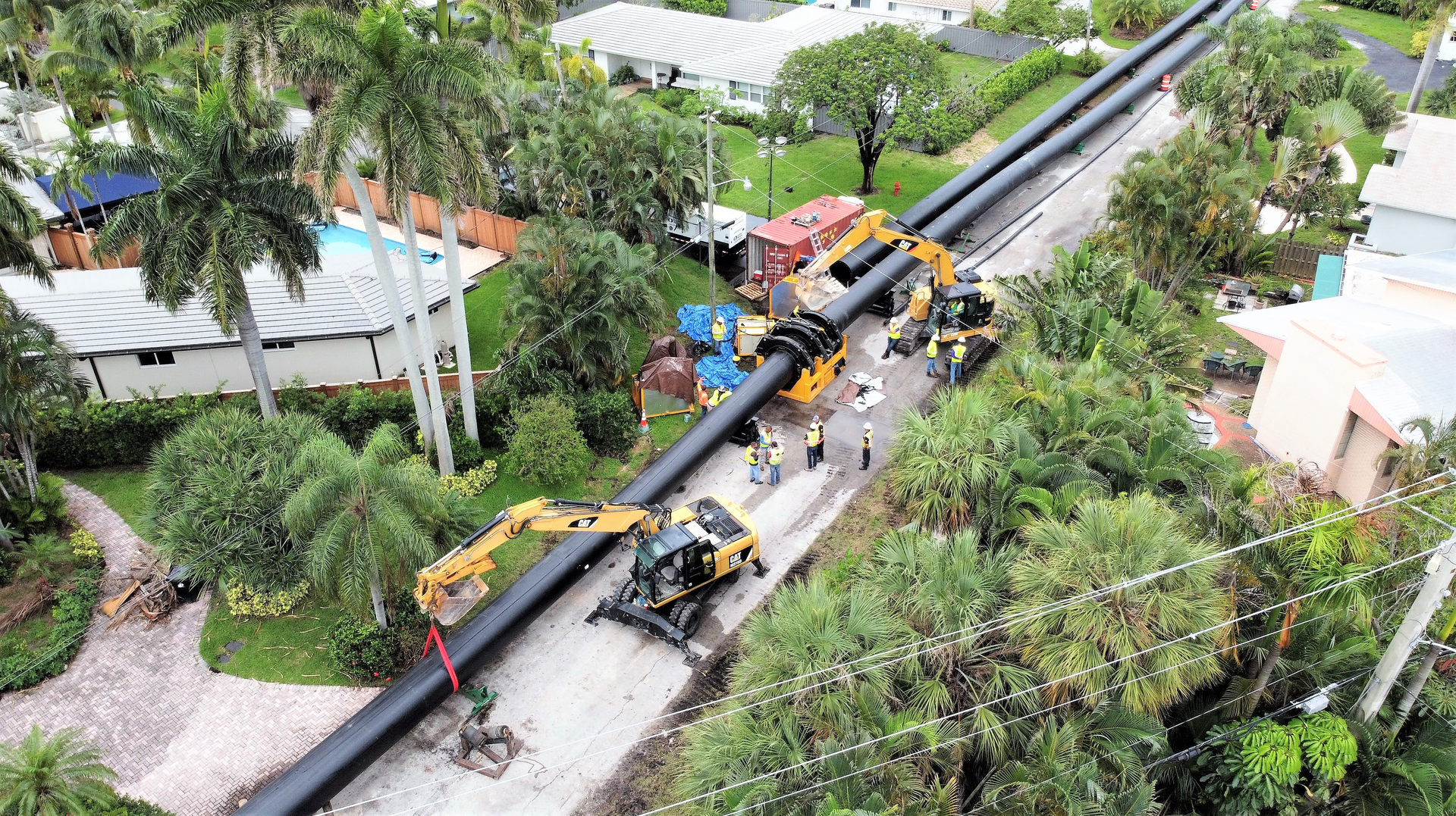 Aerial photo of the City of Fort Lauderdale project, which horizontally drilled 7 miles of 48-inch HDPE pipe for a force main.