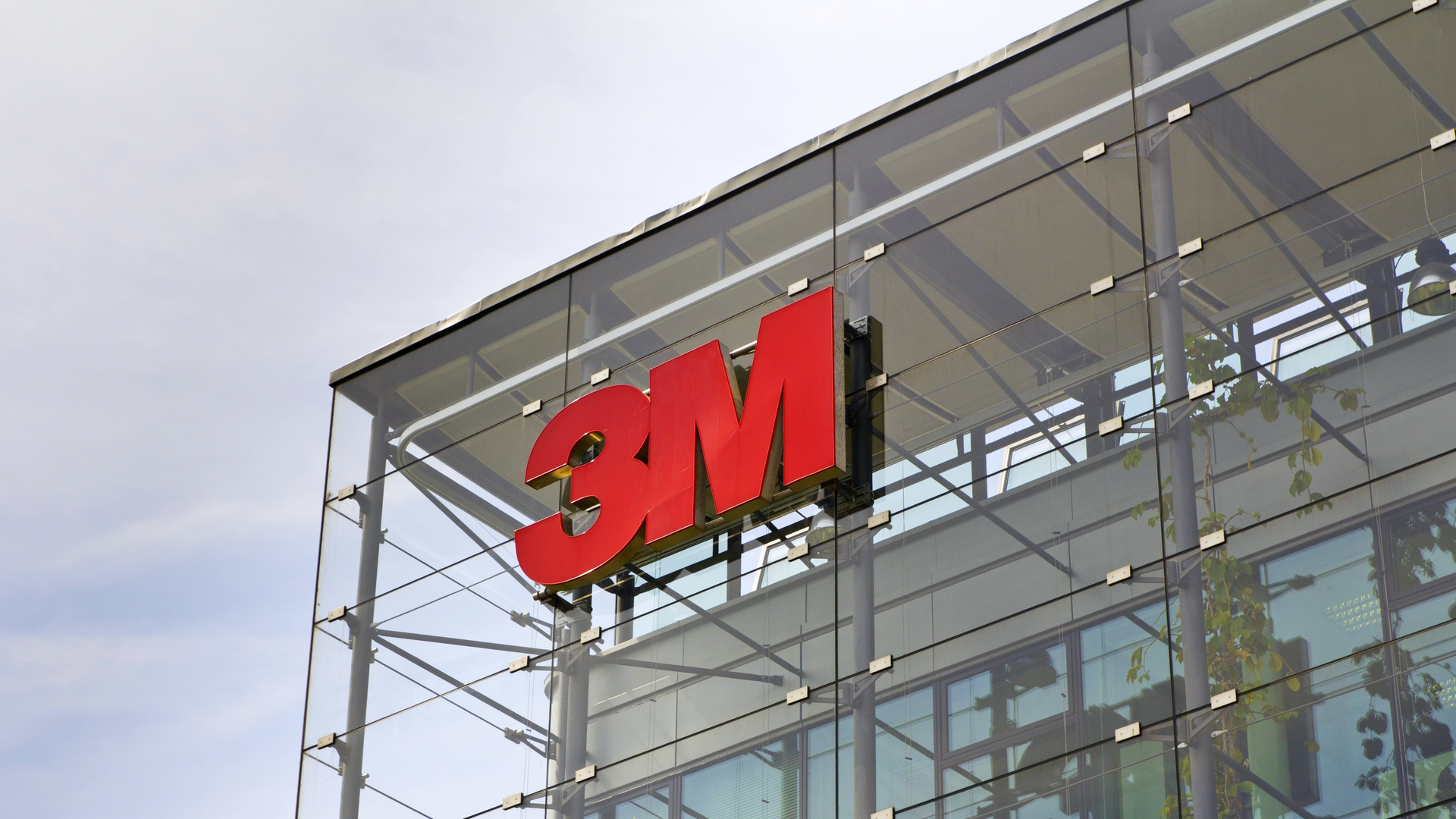 Upward angle of 3M headquarters building of glass and steel