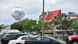 A view of the Rehoboth Beach water tower from the Rehoboth Beach Boardwalk in Delaware.
