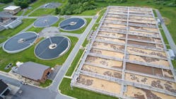 An aerial view of the Seneca WWRF in Montgomery County, Maryland where ammonia-based aeration optimized energy consumption and nutrient removal to save the facility more than $500,000 annually.