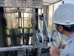 A revolving algal biofilm system naturally uptakes phosphorus and nitrogen from wastewater streams to support the growth of algae through photosynthesis and energy from the sun. A revolving algal biofilm system naturally uptakes phosphorus and nitrogen from wastewater streams to support the growth of algae through photosynthesis and energy from the sun.