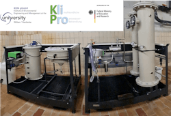 The pilot plant as built to treat centrate from sewage sludge dewatering. The pilot plant as built to treat centrate from sewage sludge dewatering.