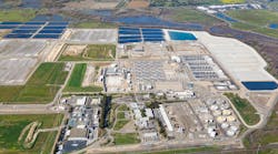 An aerial view of Regional San&apos;s EcoWater Resource Recovery Facility, an advanced tertiary wastewater treatment plant serving the greater Sacramento, California area.