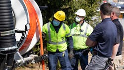 To prevent free spooling the nozzle up the line and losing control, use a nozzle skid and hold the nozzle back. To prevent free spooling the nozzle up the line and losing control, use a nozzle skid and hold the nozzle back.