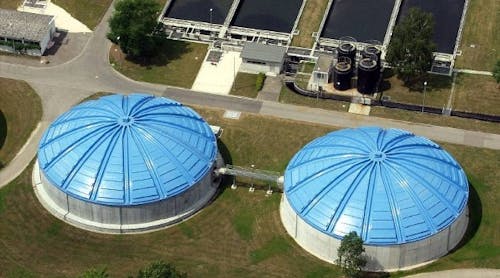 A fiberglass-reinforced plastic dome covering system spanning 120 feet.