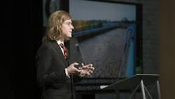 Kelvin Green of team UnWastewater presents during the 2023 Wege Prize finalist event. Kelvin Green of team UnWastewater presents during the 2023 Wege Prize finalist event.