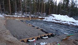 AMK Ranch thermo blankets are installed over the AES pipe to minimize impact of the extreme cold and frost depths prevalent in area winters. AMK Ranch thermo blankets are installed over the AES pipe to minimize impact of the extreme cold and frost depths prevalent in area winters.