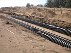 Several trenches were excavated to accommodate and spread out the flow of 1.6 million gallons per day. Several trenches were excavated to accommodate and spread out the flow of 1.6 million gallons per day.