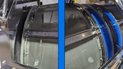 Side-by-side view of the outlet (left) and inlet (right) sides of the Duperon drum screen. The outlet side uses a direct drive system instead of a chain and sprocket, and the inlet side uses a water-lubricated bearing rather than a trunnion wheel. Side-by-side view of the outlet (left) and inlet (right) sides of the Duperon drum screen. The outlet side uses a direct drive system instead of a chain and sprocket, and the inlet side uses a water-lubricated bearing rather than a trunnion wheel.