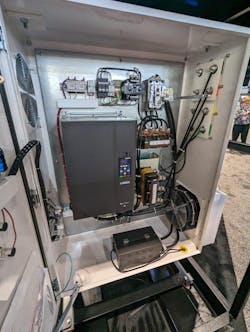 The fan in the bottom right of the ElectricPAK VFD is able to keep the enclosure cool in even the most extreme heat. The fan in the bottom right of the ElectricPAK VFD is able to keep the enclosure cool in even the most extreme heat.