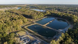 An aerial view of the Gravel Ridge SID 213 in Pulaski County, Arkansas, which repurposed its lagoons as equalization basins. An aerial view of the Gravel Ridge SID 213 in Pulaski County, Arkansas, which repurposed its lagoons as equalization basins.