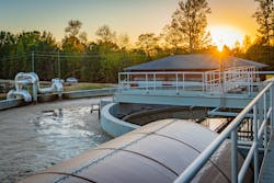 The sun rises over the Gravel Ridge SID 213 activated sludge process in central Arkansas. The sun rises over the Gravel Ridge SID 213 activated sludge process in central Arkansas.