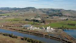 The NapaSan Advanced WWTP lies at the bottom of the Napa Valley along the Napa River, where it can receive and treat up to 60 MGD of wet weather flow. The NapaSan Advanced WWTP lies at the bottom of the Napa Valley along the Napa River, where it can receive and treat up to 60 MGD of wet weather flow.