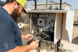 Kolton Stephens, operator at Ten Mile Creek Regional Wastewater System, enters data on site. Kolton Stephens, operator at Ten Mile Creek Regional Wastewater System, enters data on site.