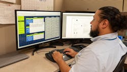 Using a water information management system, David Naranjo can see data on all three centrifuges at the same time. Using a water information management system, David Naranjo can see data on all three centrifuges at the same time.