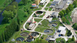 aerial view of a wastewater treatment plant