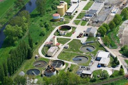 aerial view of a wastewater treatment plant aerial view of a wastewater treatment plant