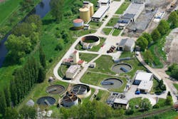 aerial view of a wastewater treatment plant