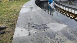 The raceways around wastewater tanks can be damaged over time due to corrosion, mechanical wear, and other environmental factors.