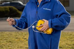 Figure 1: An Ecosorb field scientist collects samples around a wastewater treatment plant to ascertain a facility-wide odor profile. Figure 1: An Ecosorb field scientist collects samples around a wastewater treatment plant to ascertain a facility-wide odor profile.