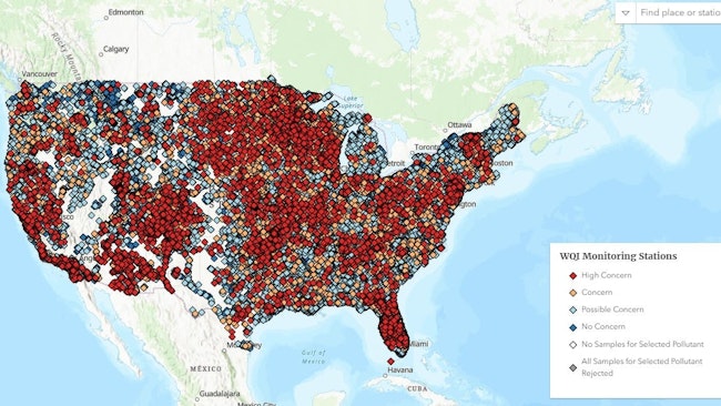A screenshot of the U.S. EPA WQI tool.