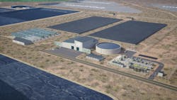An aerial model view of the Pasco Resource Recovery Center used to adapt to rising industrial discharge demands in the community. An aerial model view of the Pasco Resource Recovery Center used to adapt to rising industrial discharge demands in the community.