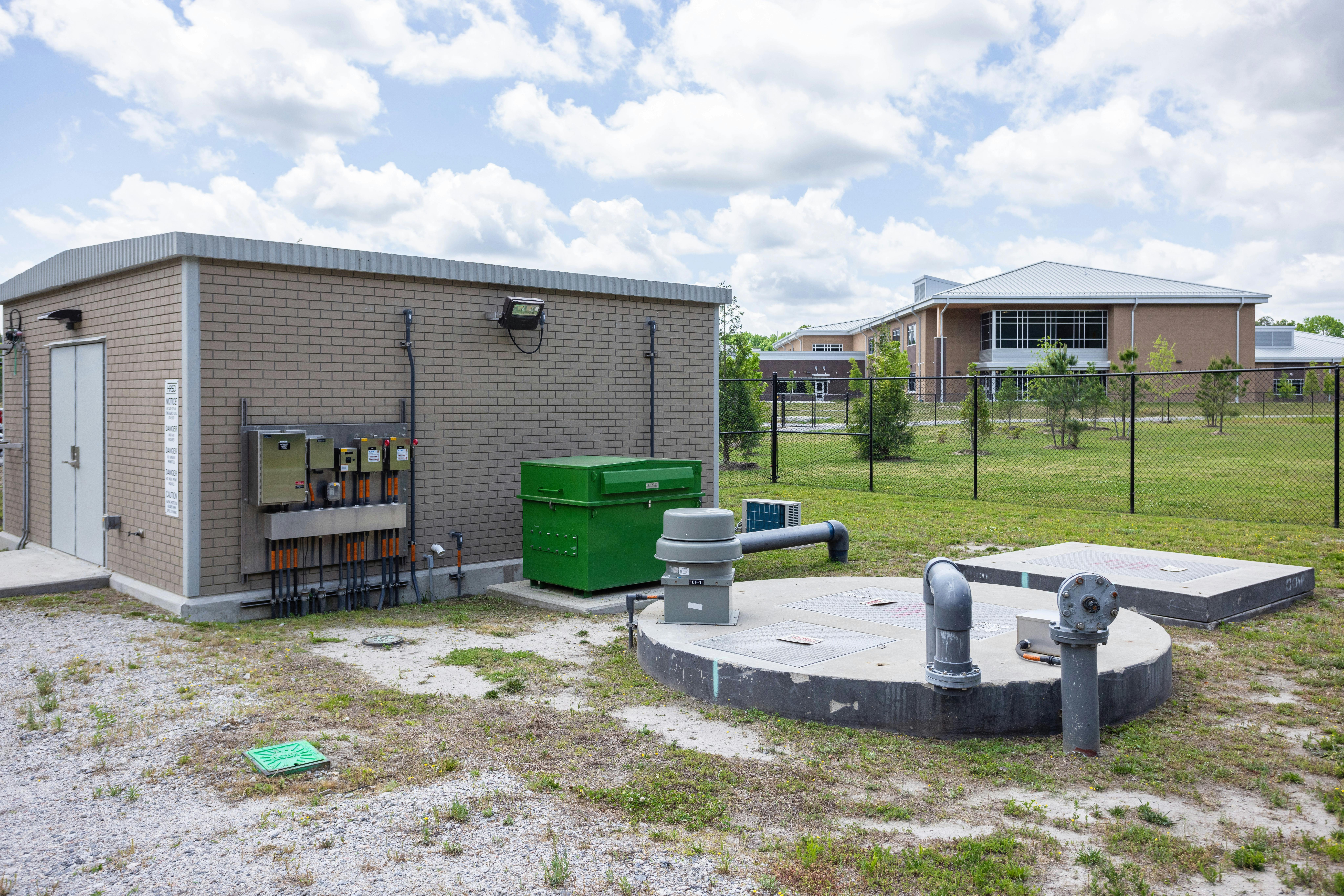 This newly constructed pump station serves the New Hardy Elementary School located north of Smithfield, Virginia.