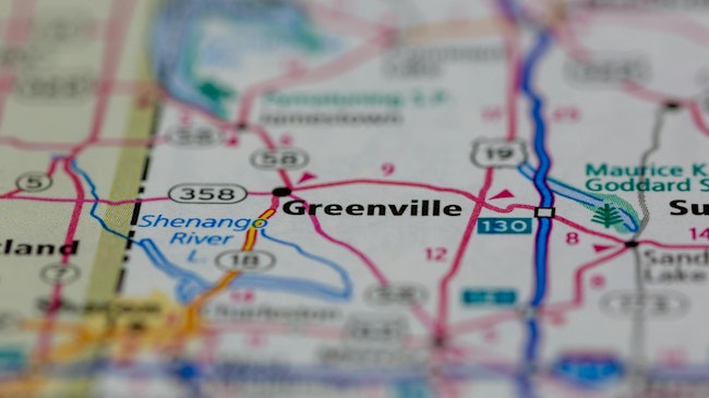 Greenville Pennsylvania USA shown on a Geography map or Road map