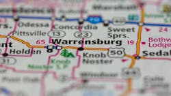 Warrensburg Missouri USA shown on a road map Warrensburg Missouri USA shown on a road map