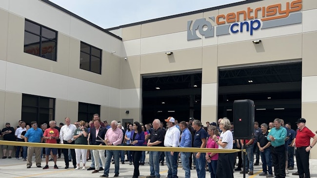 Centrisys/CNP celebrates the opening of a new 70,000-square-foot facility at its Kenosha, Washington, campus. The spaces supports construction and repair of large centrifuges and provides space for aftermarket support and rental fleets. Photo credit: Centrisys/CNP