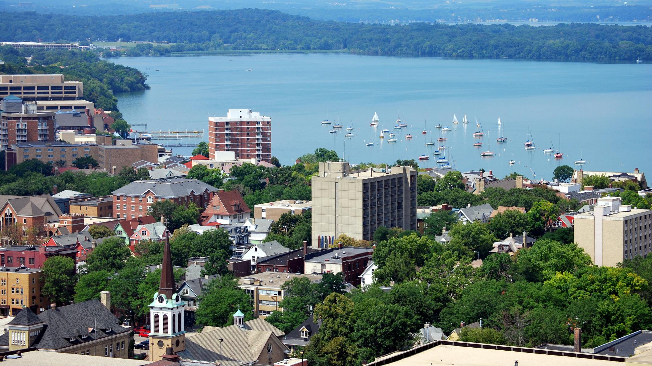 Looking west over downtown Madison, Wisconsin