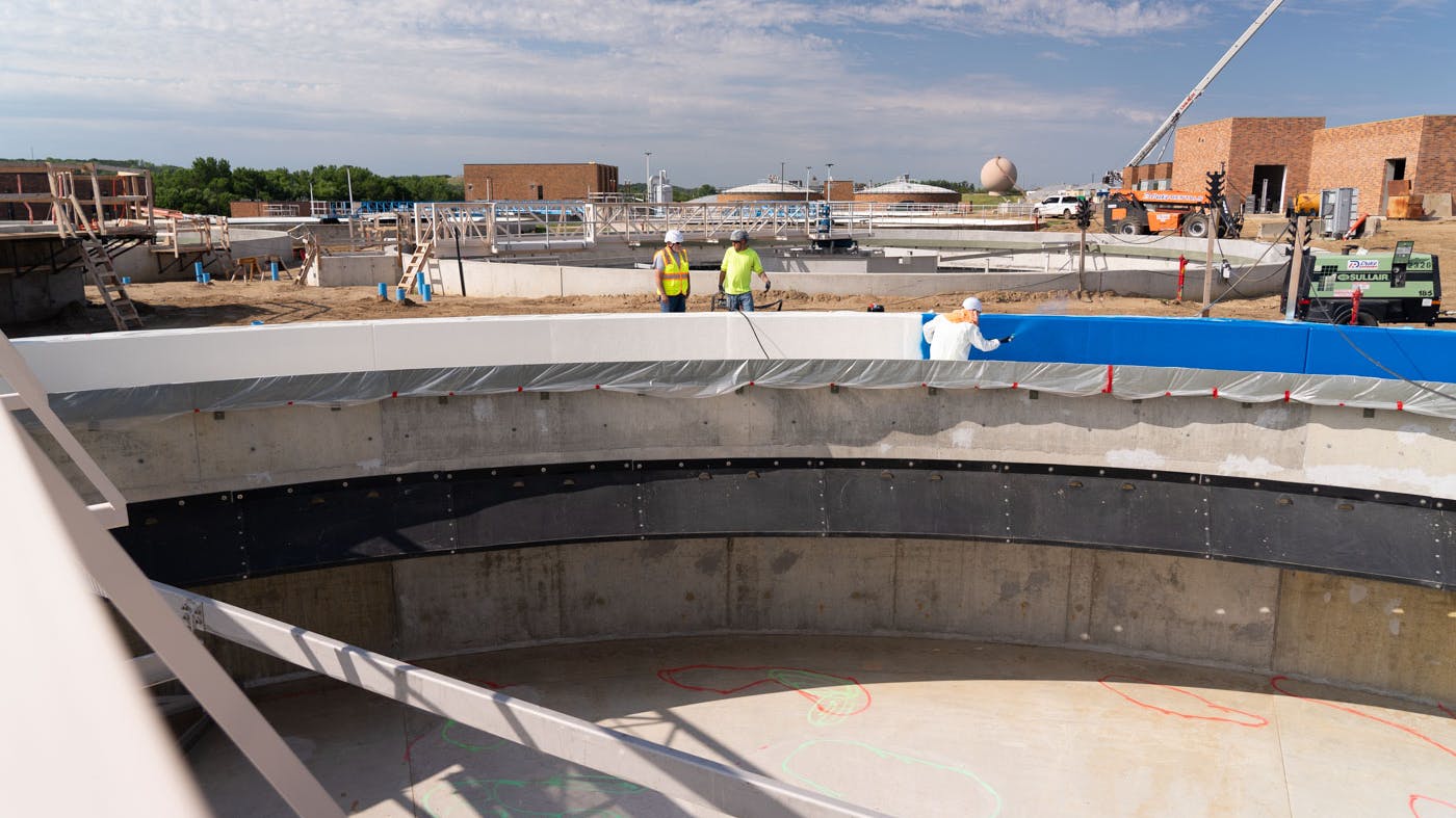 The Sioux Falls Regional Water Reclamation Facility expansion &mdash; the largest infrastructure investment in the city&rsquo;s history &mdash; added new aeration basins, clarifiers and upgraded systems to boost treatment capacity by 43%. Crews also rehabilitated existing assets across the 23-acre site, applying multi-layer protective coating systems designed to withstand corrosive environments and extend service life. Photo credit: Sherwin-Williams Protective & Marine