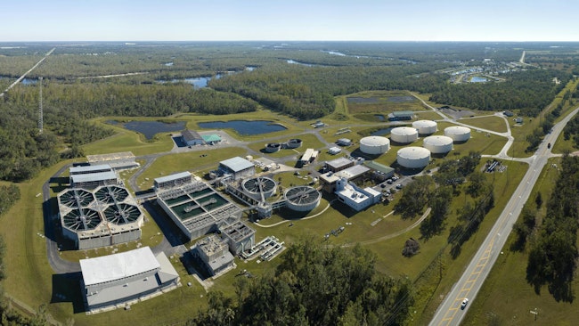 Modern water cleaning facility at urban wastewater treatment plant