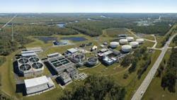 Modern water cleaning facility at urban wastewater treatment plant Modern water cleaning facility at urban wastewater treatment plant