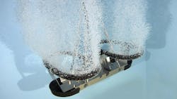 A close-up view of the Kasco HydraForce agitator that can be used for fats, oils and grease break-up in wastewater systems. A close-up view of the Kasco HydraForce agitator that can be used for fats, oils and grease break-up in wastewater systems.