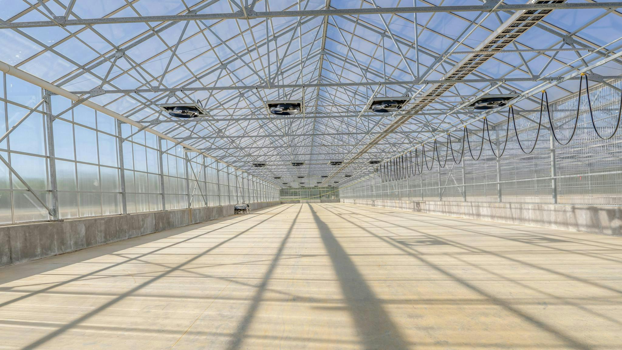 A view of the interior of one of the solar biosolids driers at the Summerville WWTP. A view of the interior of one of the solar biosolids driers at the Summerville WWTP.