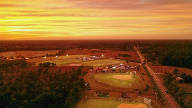 The sunset over Kiwanis Park in Hampstead, North Carolina