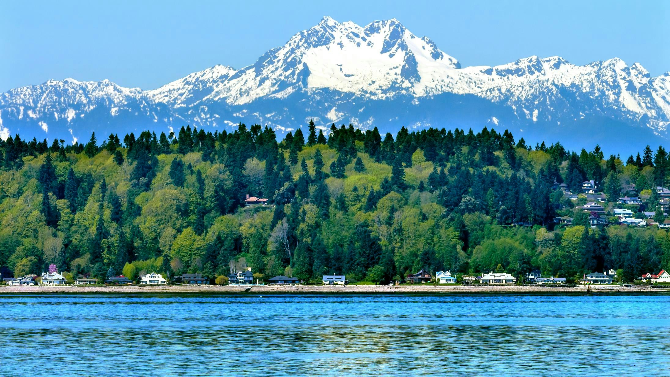 Bainbridge Island Puget Sound Snowy Mt Olympus Washington