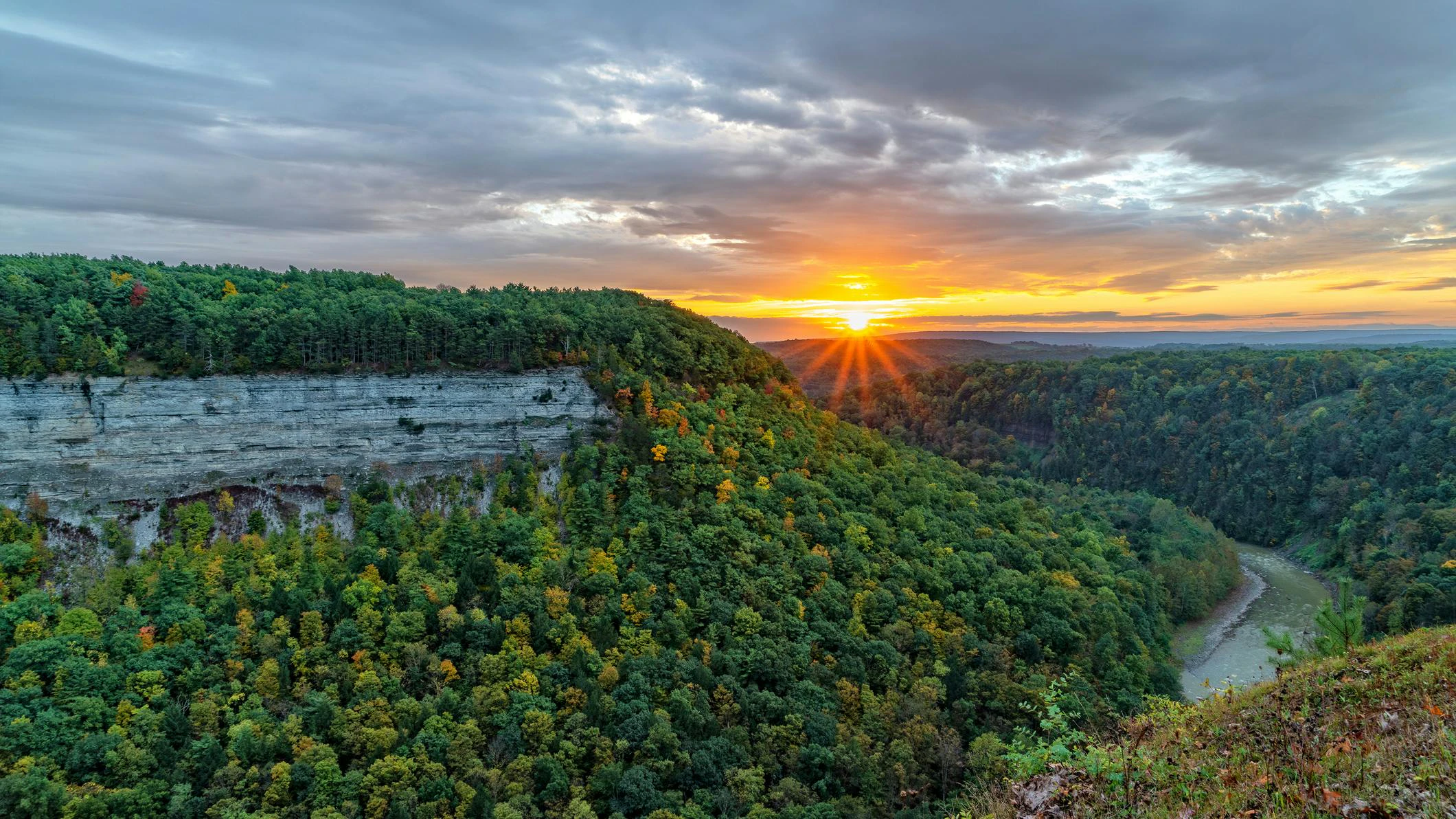 Sunrise At Letchwoth State Park In New York