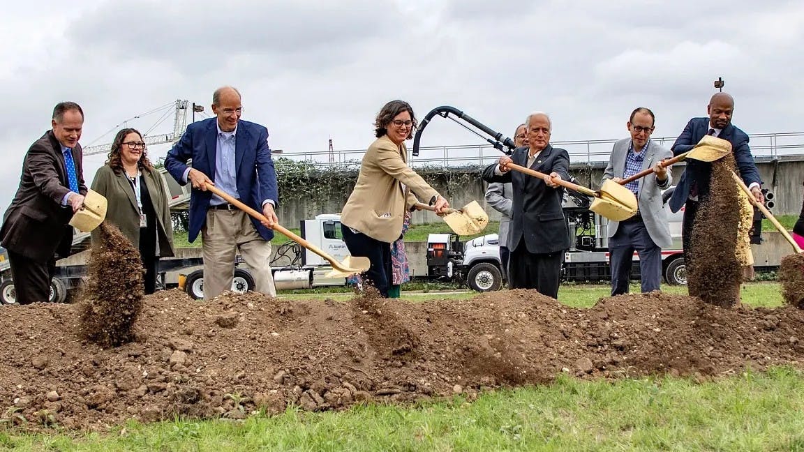 Austin Water and City of Austin leaders celebrated the groundbreaking for the Walnut Creek Wastewater Treatment Plant expansion, a $1.5 billion project modernizing critical water infrastructure to prepare for the needs of the future (Photo and caption credit: City of Austin).