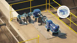 Integrated drive system powering a rectangular sludge drive in water and wastewater infrastructure (Photo credit: Regal Rexnord). Integrated drive system powering a rectangular sludge drive in water and wastewater infrastructure (Photo credit: Regal Rexnord).