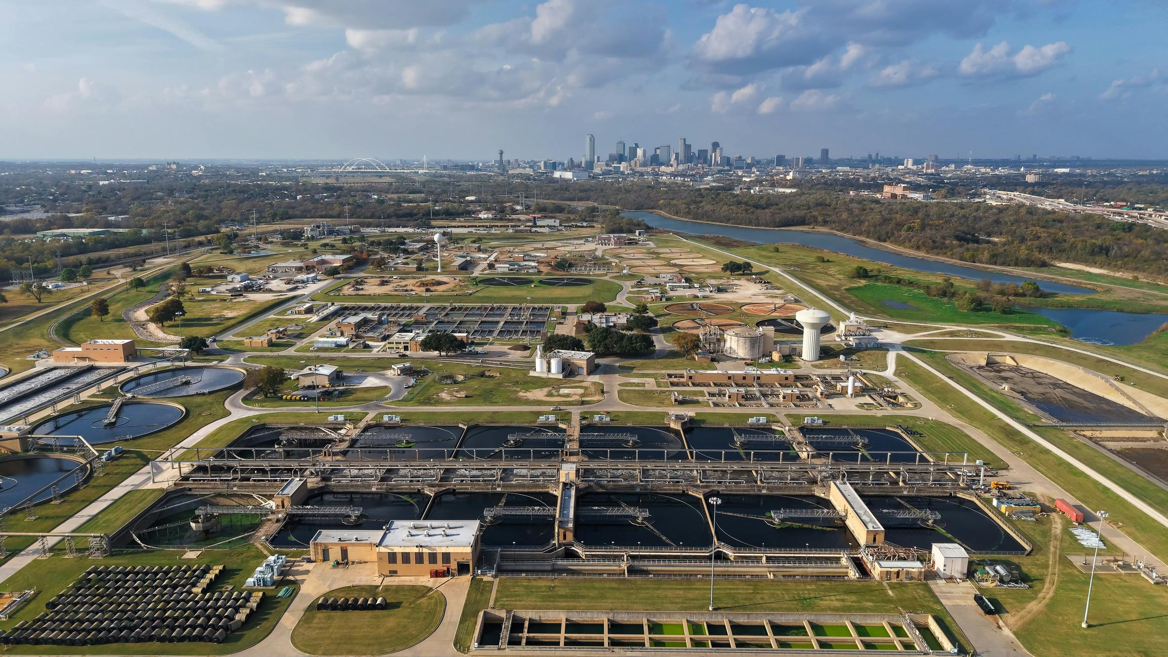 Dallas wastewater treatment plant aerial view