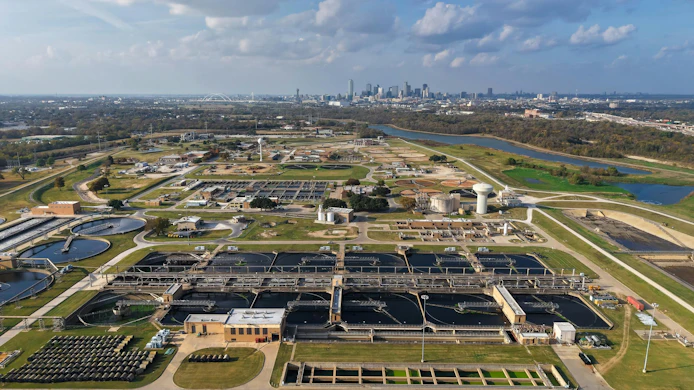 Dallas wastewater treatment plant aerial view