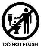 The Do Not Flush (DNF) logo (Photo credit: Responsible Flushing Alliance).